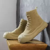 大码秋冬新款高帮仿皮绒休闲工装男靴日常百搭小众男士马丁靴