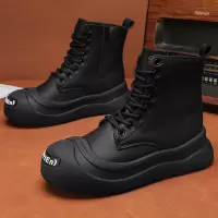 大码秋冬新款高帮皮面休闲男靴日常出行百搭时尚小众大头皮鞋