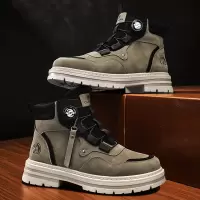 大码马丁靴冬季英伦工装鞋高帮休闲潮流男靴旋转扣舒适男鞋子