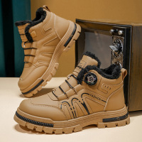 大码马丁靴男鞋冬季新款高帮加绒保暖工装靴男士休闲户外短靴