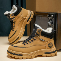 大码马丁靴男高帮冬季加绒保暖男鞋英伦风皮鞋复古工装靴棉鞋