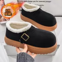 新款冬季雪地靴加绒保暖东北厚底棉鞋勃肯鞋短款矮帮防滑男鞋