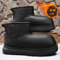新款冬雪地靴保暖高帮大码东北百搭保暖棉鞋面包鞋加绒短靴男