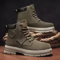 新款马丁靴男士高帮系带皮面复古工装靴子秋冬季男鞋Men Boot