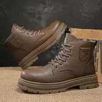 新款马丁靴男士高帮英伦皮面复古工装靴子秋冬季男鞋Men Boot