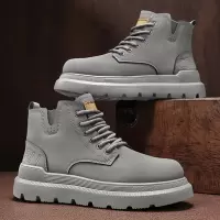 新款马丁靴男士高帮英伦皮面复古工装靴子秋冬季男鞋增高Men Boot