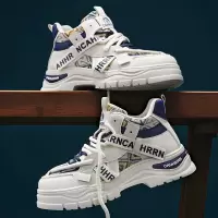 新款马丁鞋男士高帮印花厚底增高休闲运动男鞋秋冬季sneakers