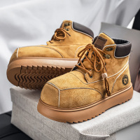 时尚新款大码男士工装鞋保暖防滑雪地靴低筒加绒男鞋冬季棉靴