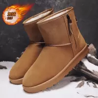 冬季新款保暖高帮东北大棉鞋纯色百搭加绒加厚户外防寒雪地靴男靴