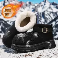 冬季新款雪地靴男士厚底增高反绒皮大头搭扣棉靴男鞋子保暖