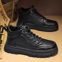 男鞋秋冬新款时尚工装靴男士户外休闲超纤短靴中帮英伦马丁靴