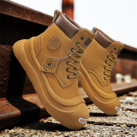 秋冬新款大码高帮皮面休闲男靴日常出行百搭时尚小众皮鞋