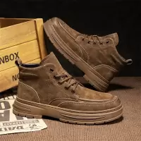 秋冬新款男鞋英伦风马丁靴复古工装板鞋舒适休闲鞋男士厚底鞋