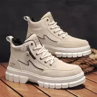 秋季时尚男鞋高帮百搭厚底工装靴日常户外马丁靴子男冬季新款