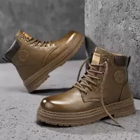 马丁靴男士高帮英伦复古工装皮靴日常休闲百搭秋冬季厚底增高男鞋