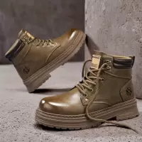 马丁靴男士高帮英伦皮面复古工装靴子秋冬季男鞋新款Men Boot