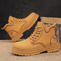 马丁靴男时尚新款秋冬高帮英伦风皮面舒适工装靴男士休闲中帮潮鞋