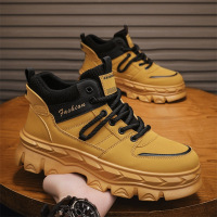 马丁靴男款秋冬季新款时尚休闲男靴工装鞋防滑皮面厚底增高男鞋子