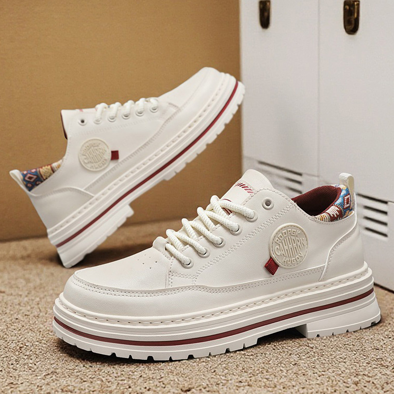 马丁鞋男士低帮英伦工装皮鞋日常休闲百搭秋冬季厚底增高小白男鞋