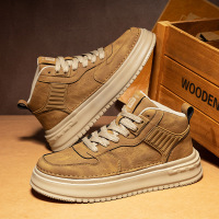 高帮男潮鞋百搭英伦风男士鞋厚底超纤舒适马丁靴休闲运动防滑板鞋