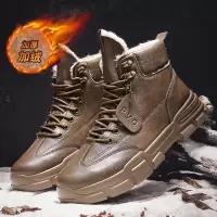 高帮马丁男靴子冬季加厚保暖雪地靴工装男鞋皮面加绒棉鞋户外