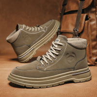 高帮马丁靴中筒靴超纤男士时尚百搭大码工装靴子秋冬新款增高男鞋