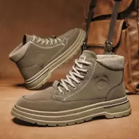 高帮马丁靴中筒靴超纤男士时尚百搭大码工装靴子秋冬新款增高男鞋