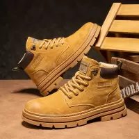 高帮马丁靴男士时尚百搭大码中筒靴超纤工装靴子秋冬新款增高男鞋