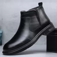 切尔西男鞋高帮冬季加绒棉鞋潮流英伦保暖短靴时尚韩版马丁靴
