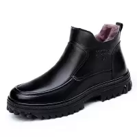 头层牛皮棉鞋男士外穿冬季羊皮毛一体加厚短靴男式中老年保暖皮鞋