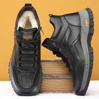 棉鞋男士外穿冬季头层牛皮防水防滑皮鞋羊皮毛一体加厚男款雪地靴