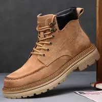 马丁靴男真皮秋冬英伦短靴厚底真皮工装靴男士拉链复古潮款皮靴