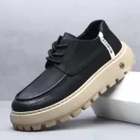 2026春季新款轻奢男鞋真皮运动休闲鞋男士发泡厚底复古百搭皮鞋潮