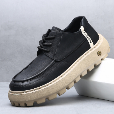 2026春季新款轻奢男鞋真皮运动休闲鞋男士发泡厚底复古百搭皮鞋潮