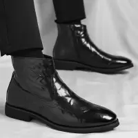 切尔西靴男士英伦风布洛克商务休闲马丁靴冬季加绒保暖复古短靴潮