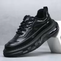 新款男鞋秋冬季潮鞋厚底增高百搭真皮运动加绒保暖休闲老爹鞋男士