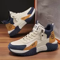 男式休闲运动鞋高帮皮面青年街头潮鞋秋冬季新款男鞋增高学生鞋子