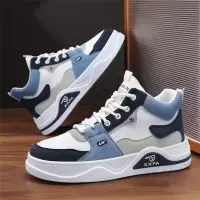 秋冬新款高帮板鞋时尚皮面百搭男潮鞋大码男鞋防滑轻便休闲运动鞋