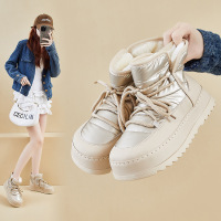 加绒高帮雪地靴女冬季新款学生ins韩版保暖休闲厚底增高