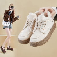 冬季加绒小白鞋新款韩版ins女学生厚底增高运动板鞋休闲