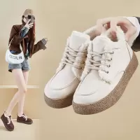 冬季加绒小白鞋新款韩版ins女学生厚底增高运动板鞋休闲