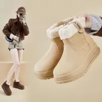 加绒高帮雪地靴女冬季新款学生ins韩版保暖休闲厚底增高