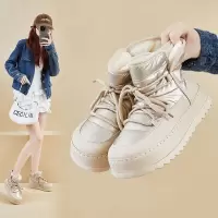 加绒高帮雪地靴女冬季新款学生ins韩版保暖休闲厚底增高