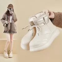 加绒高帮雪地靴女冬季新款学生ins韩版保暖休闲鞋增高