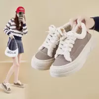 冬季加绒小白鞋新款韩版ins女学生厚底增高保暖板鞋休闲