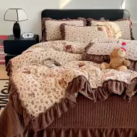 花边冬季保暖双面绒床单床笠加厚绒套件