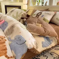 秋冬全棉豆豆绒被套单件150×200×230加厚牛奶绒床单床上四件套