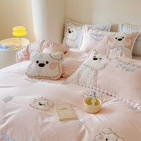 高档卡通风可爱小狗120s澳棉四件套柔软全棉乔迁儿童房三件套