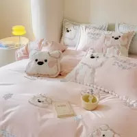 高档卡通风可爱小狗120s澳棉四件套柔软全棉乔迁儿童房三件套