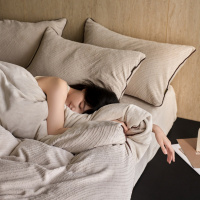 高端中性风A类母婴级柔软牛奶绒四件套咖灰色被套保暖秋冬绒床单